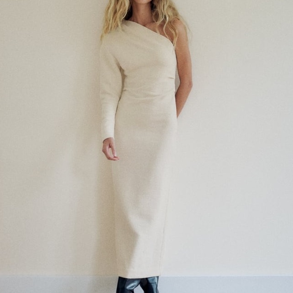 Zara Textured One Shoulder Dress